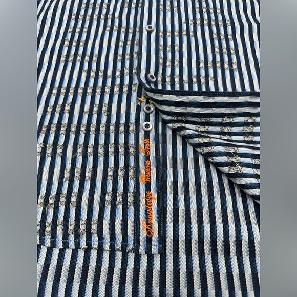Robert Graham Blue Textured Long Sleeve Button Shirt Flip Cuff • Men’s Medium - Picture 4 of 9